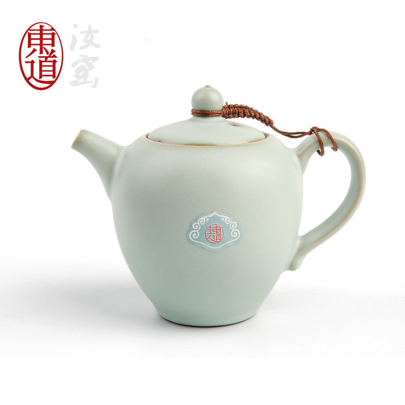 正品东道汝窑茶具东道主人美人肩壶汝瓷金丝开片单壶新款包邮