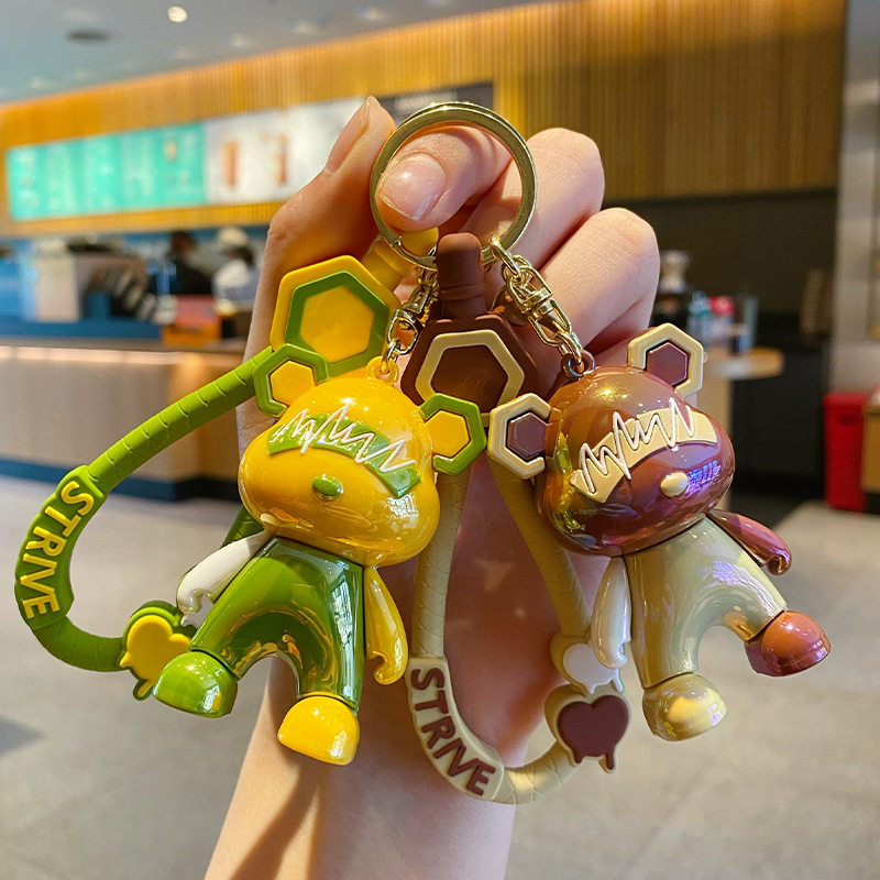 包包挂件礼品钥匙扣酷炫汽车钥匙链潮玩拼色炫酷闪电熊情侣