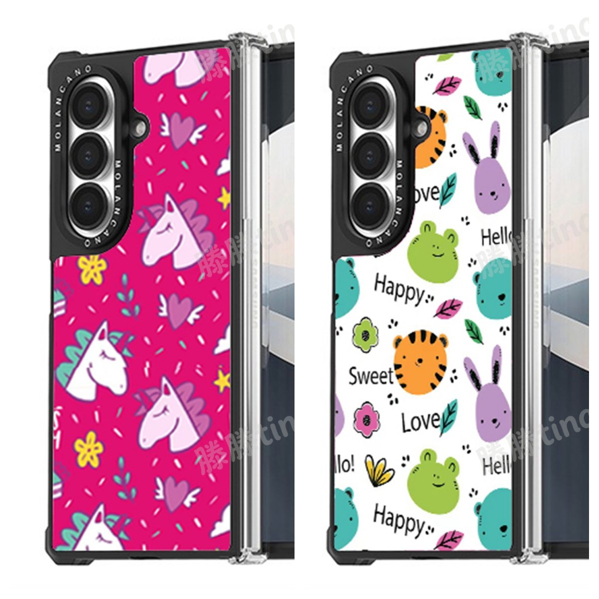 韩国molan适用三星 z fold7手机壳折叠屏全包铰链保护壳卡通可爱w26透明时尚防摔外壳fold7带磁吸保护套涂鸦