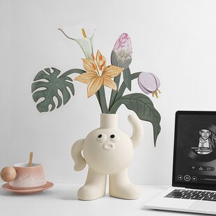 创意纸花花束家居装饰品生日礼物植物香薰扩香花卡大脚丫花瓶摆件