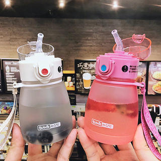 韩版塑料水杯少女磨砂吸管杯大人便携学生防摔小清新创意随手杯子