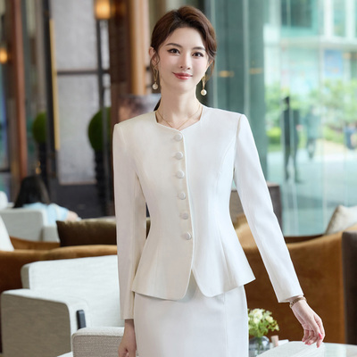 白色西装套装女美容院工作服