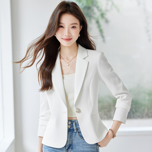 小西装外套女秋季新款韩版小个子休闲通勤气质短款白色西服上衣女