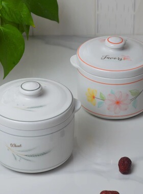 陶瓷家用炖盅隔水炖耐高温煲汤燕窝瓦罐耐高温大号炖鸡汤罐单人多