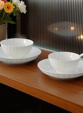 【满仓】骨瓷餐具套装2025新款碗盘家用高脚碗白瓷碗面碗水果沙拉