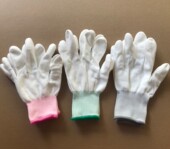 36双薄款 PU涂指手套白色劳保耐磨工作防滑尼龙防静电打包浸胶涂胶
