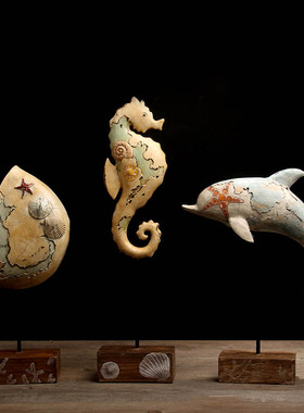 海马树脂动物儿童房工艺品摆件