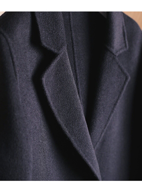 明星同款20新款黑色过膝双面绒羊绒呢子大衣中长款羊毛呢外套女冬