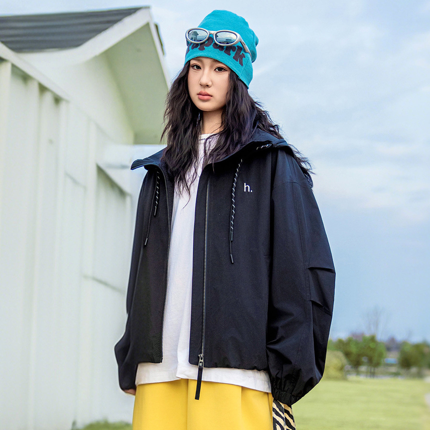 少女灯笼袖连帽外套女2026春季新款高中初中学生宽松休闲夹克上衣