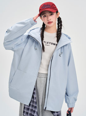 少女连帽风衣2026春装新款宽松