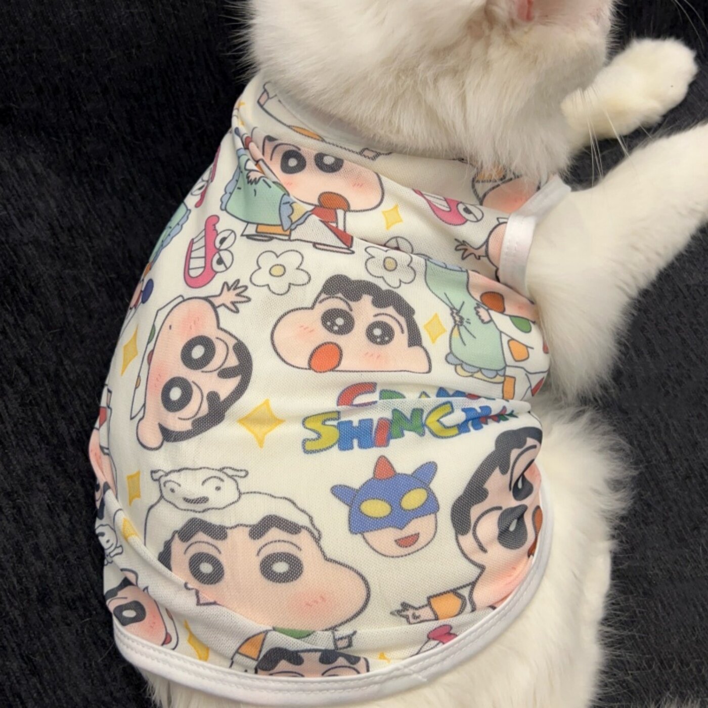 蜡笔小新猫咪衣服背心式薄网纱布