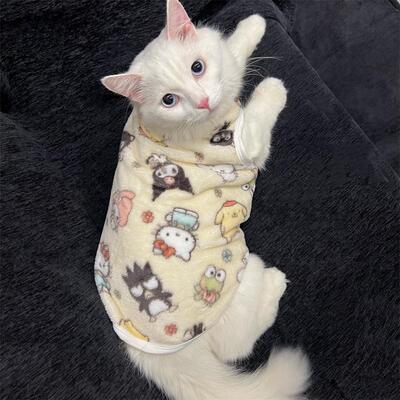 三丽鸥宠物猫咪法兰绒衣服