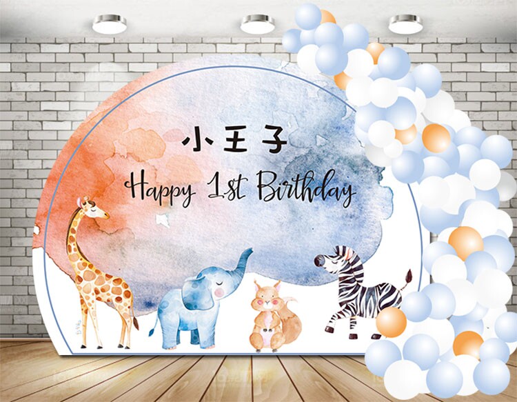 森林动物主题甜品台男孩宝宝百天周岁布置儿童生日装饰派对背景布