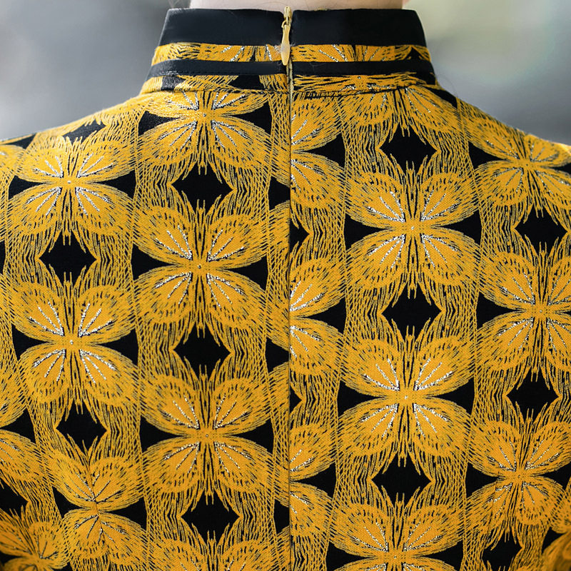 2026新款高端格子条纹旗袍长袖秋冬装中年女妈妈日常洋气质连