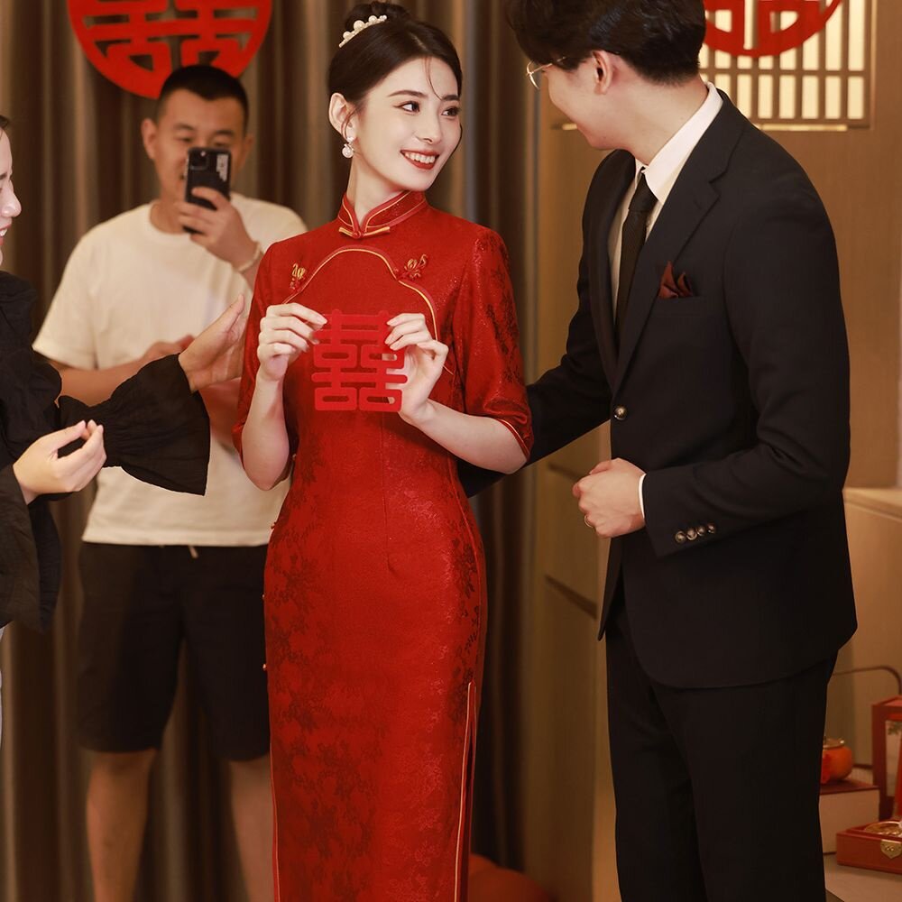 2026新款旗袍敬酒服红色中式结婚小个子改良年轻款订婚礼服秋季显