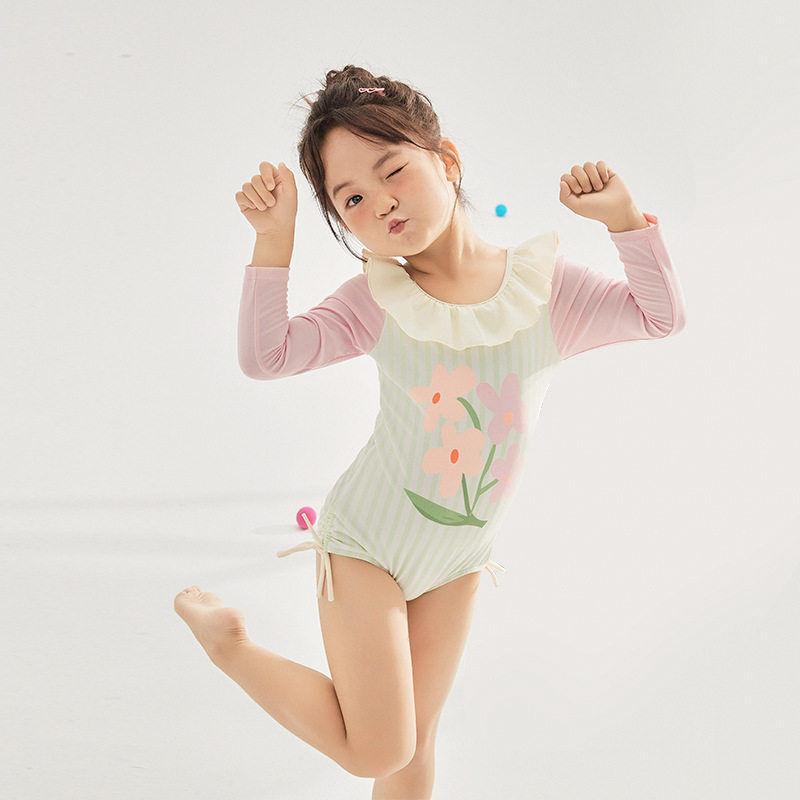 2026新款儿童泳衣女童长袖连体中小童宝宝专业训练游泳衣速干泳衣