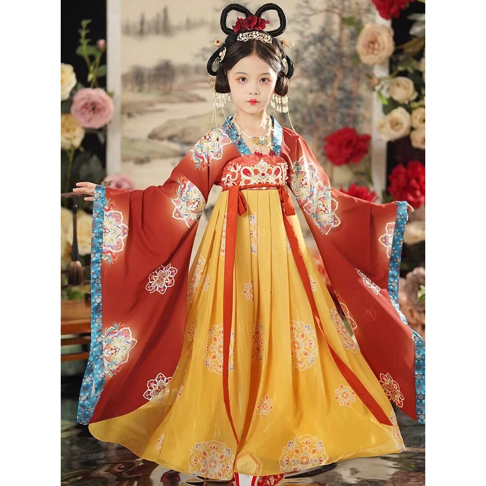 2026新款原创汉服女童儿童古装超仙唐制中国风女宝大袖衫古风襦裙