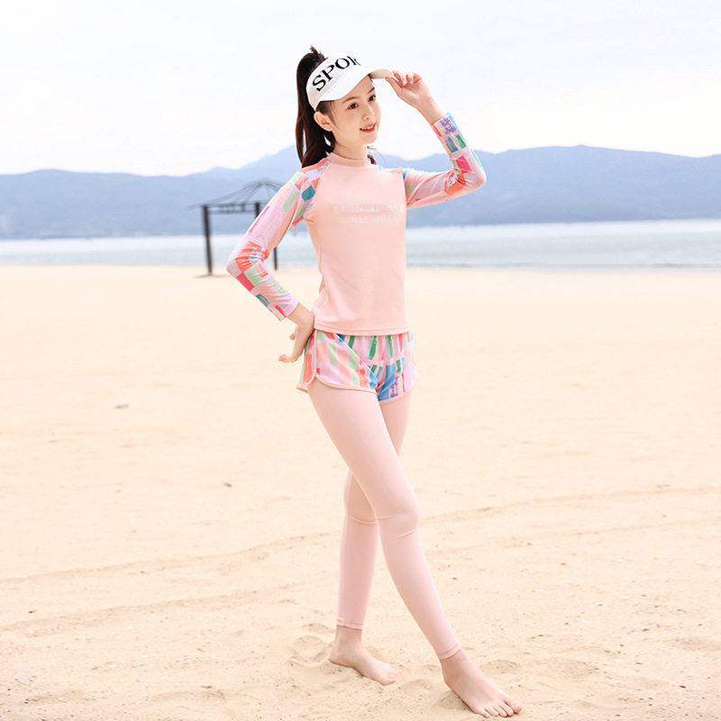 2026新款女孩女童泳衣夏季儿童连体长袖长裤游泳衣中大童学生防晒