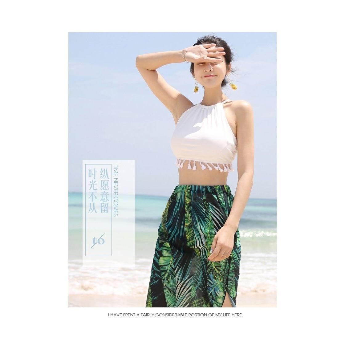 2026新款分体平角泳装三件套长裙纱巾泳衣女士保守比基尼泳衣泳装