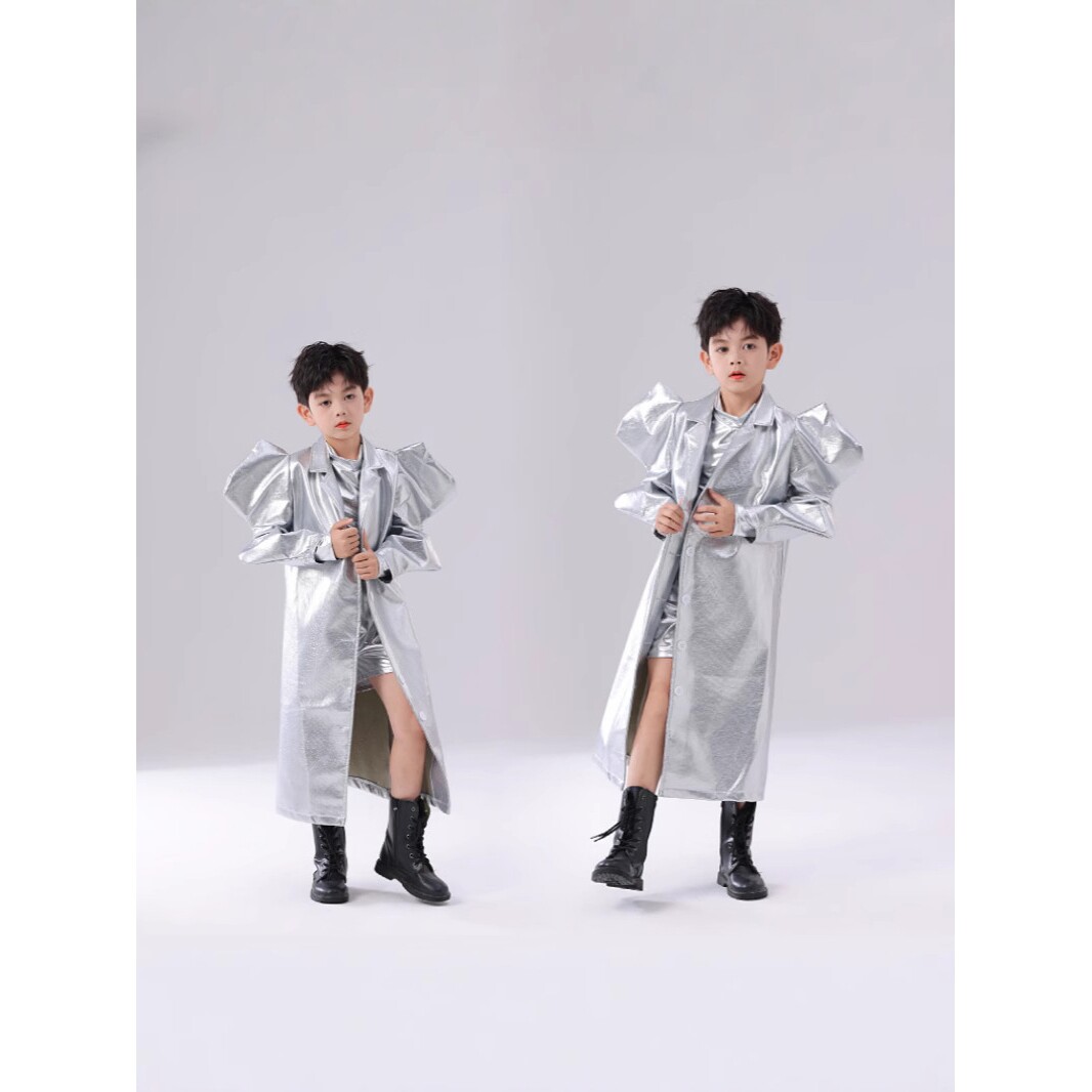 2026新款男童银色太阳之子服疾风炫酷机车演出礼服潮服科技感朋克