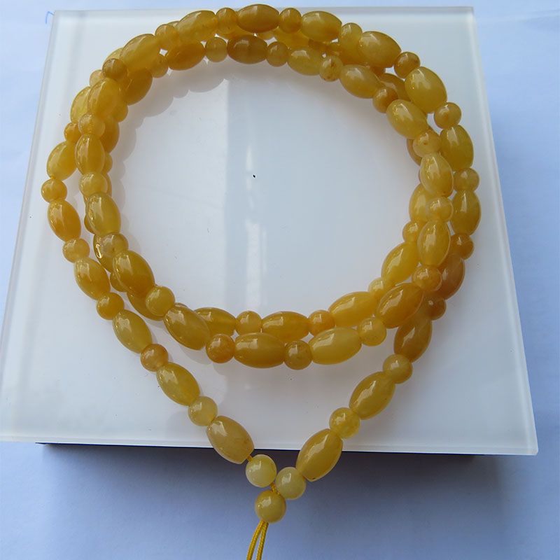 天然黄龙玉吊坠项链挂绳 蜜蜡 黄玉佩玉坠手工编织毛衣链绳男女款