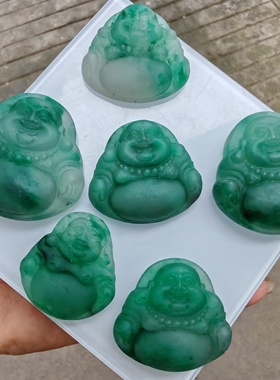 天然独龙玉弥勒佛云南翡翠绿玉佛观音吊坠男女款玉佩挂件笑佛项链