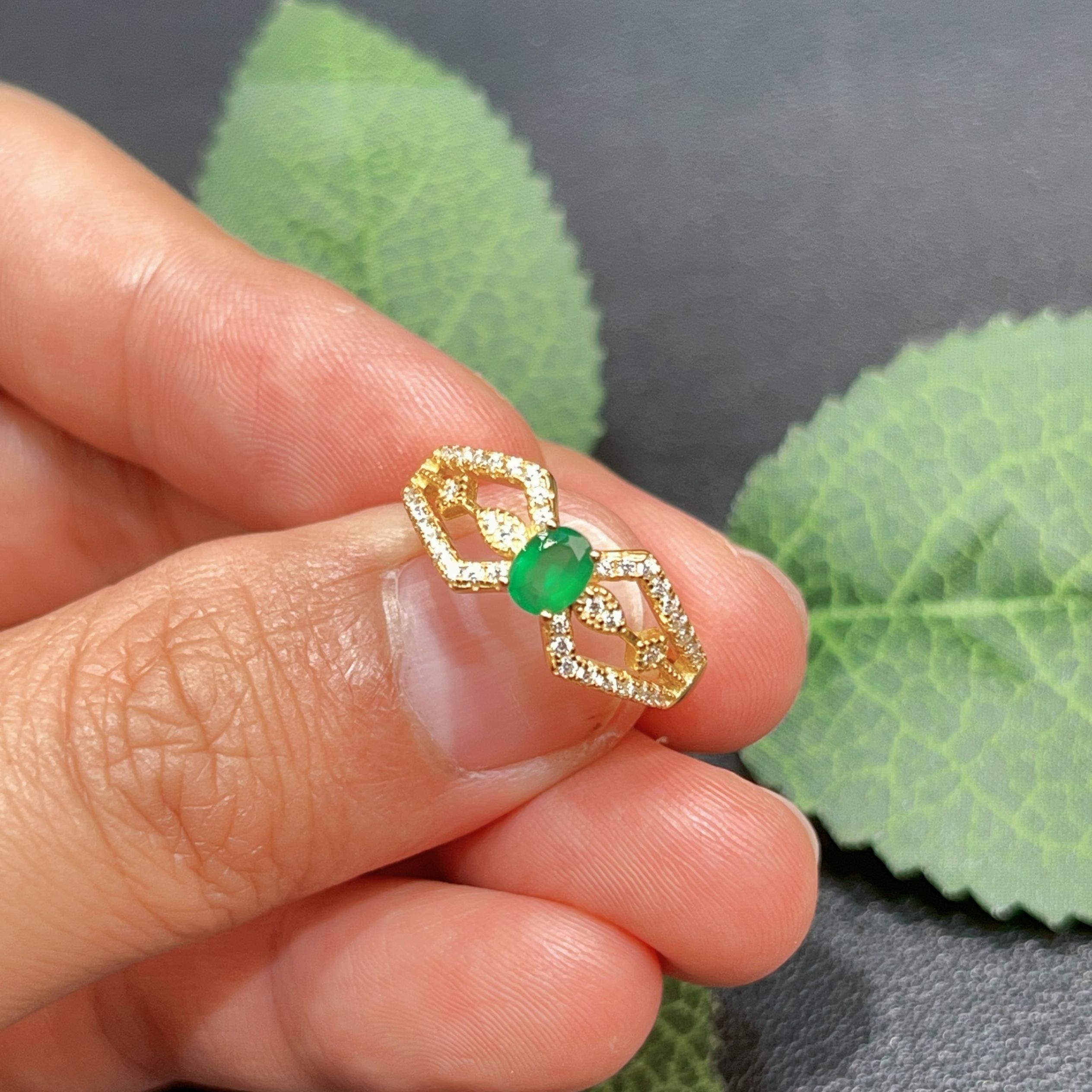 瑞耀珠宝祖母绿戒指4*5S925银精致日常简约通勤设计可定做k金镶嵌