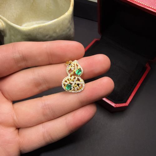 瑞耀珠宝天然祖母绿吊坠3*4沃顿s925银精工镶嵌简轻奢小众18k彩金