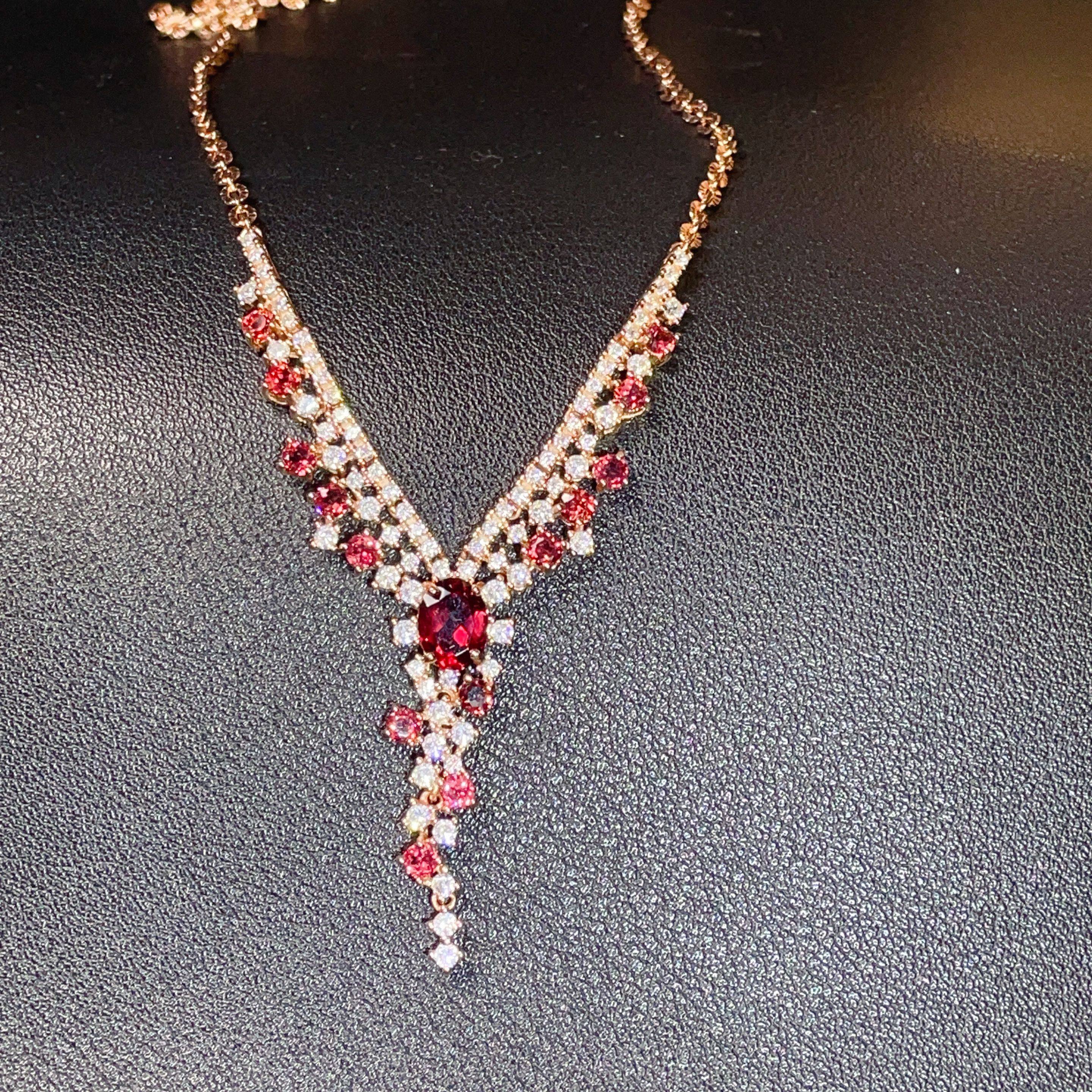 瑞耀珠宝 镁铝石榴石一体链七彩925定制金彩宝镶嵌轻奢生日送女友,珠宝/钻石/翡翠,颈饰,淘宝优惠券,粉丝福利购,淘宝优惠卷