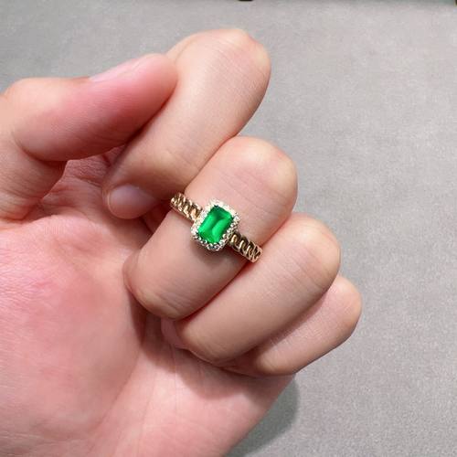 瑞耀珠宝天然祖母绿戒指S925银4*6长方祖切沃顿标杆送人日常可K金