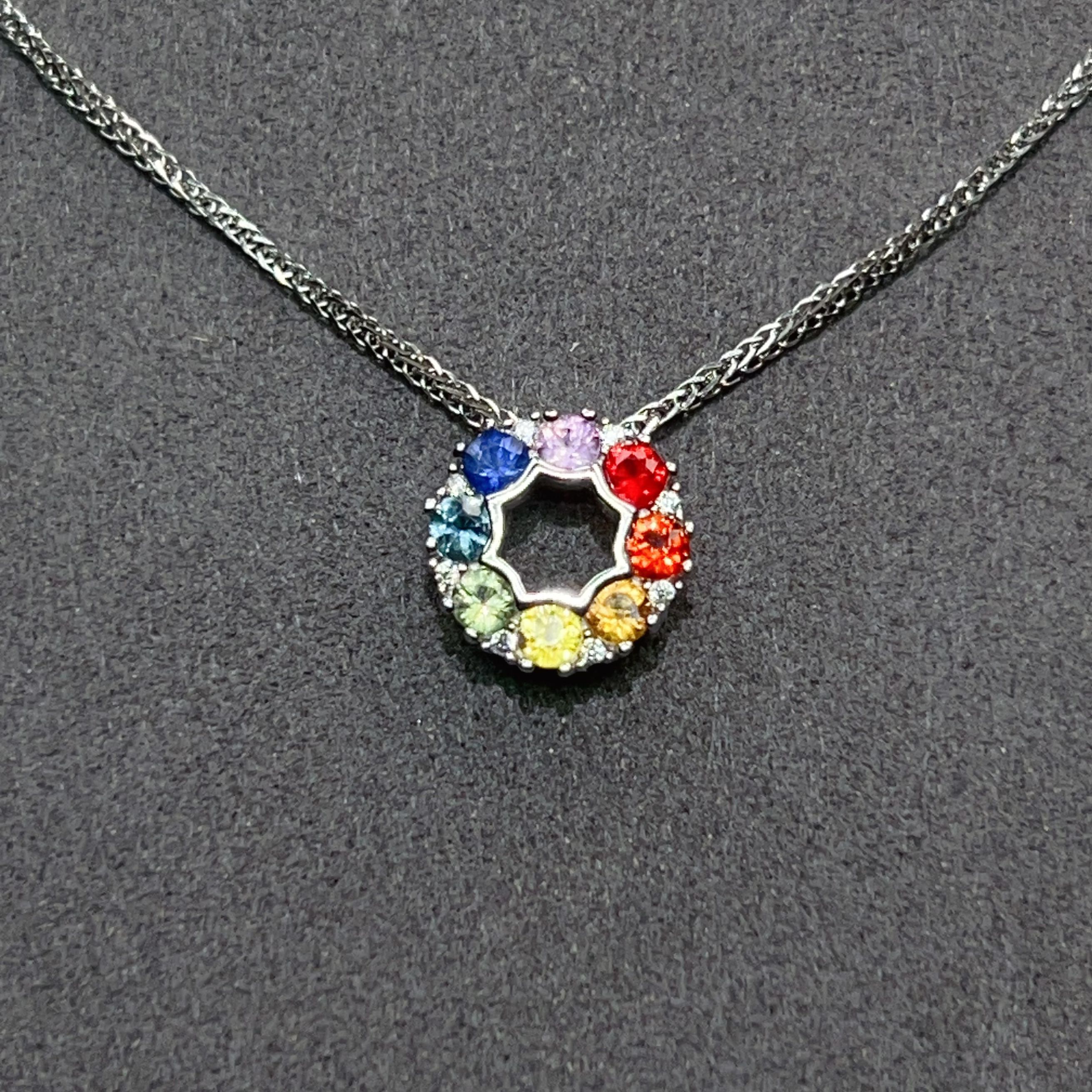 彩色蓝宝石吊坠3*3S925银