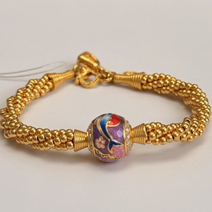 足金黄金999转运珠手链 大鱼海棠主题 寓意好运连连 麻花设计