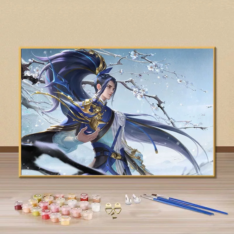 韩信王者荣耀diy数字油画手绘