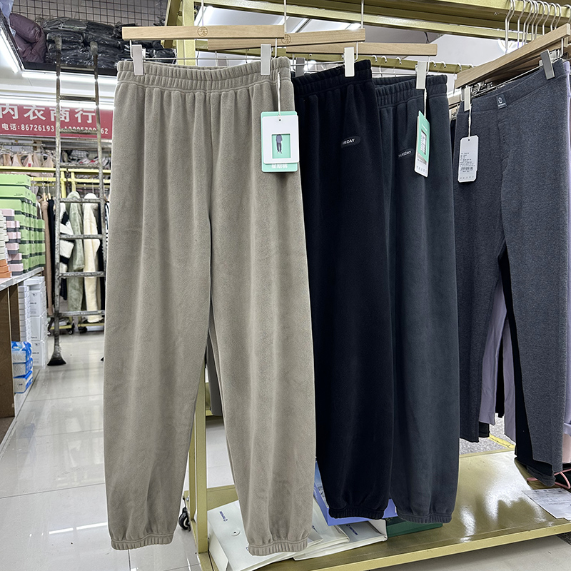 2024冬季新款男款星期裤加厚双面保暖绒居家保暖裤可外穿休闲裤