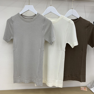 2023春夏新款美雅碧超零感小圆领短袖日韩修身打底上衣纯色内搭女