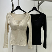 圆领长袖 冬季 新款 一体杯绵羊毛打底内衣无痕聚拢软糯亲肤内搭上衣