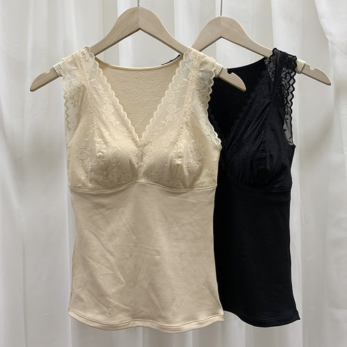 性感蕾丝V领保暖塑身背心保暖衣