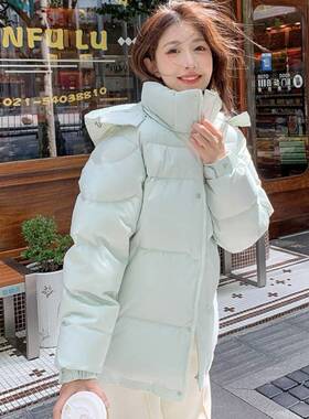 MM女装短款冬季2025新款加厚亮世秋羽绒服连帽情侣款宽松中戏