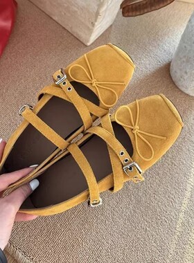 6cm内增高女鞋春季新款红色法式芭蕾舞单鞋女气质交叉带玛丽珍鞋