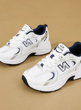 MBL530新款2024秋季透气女鞋拼色休闲厚底圆头增高韩版运动鞋