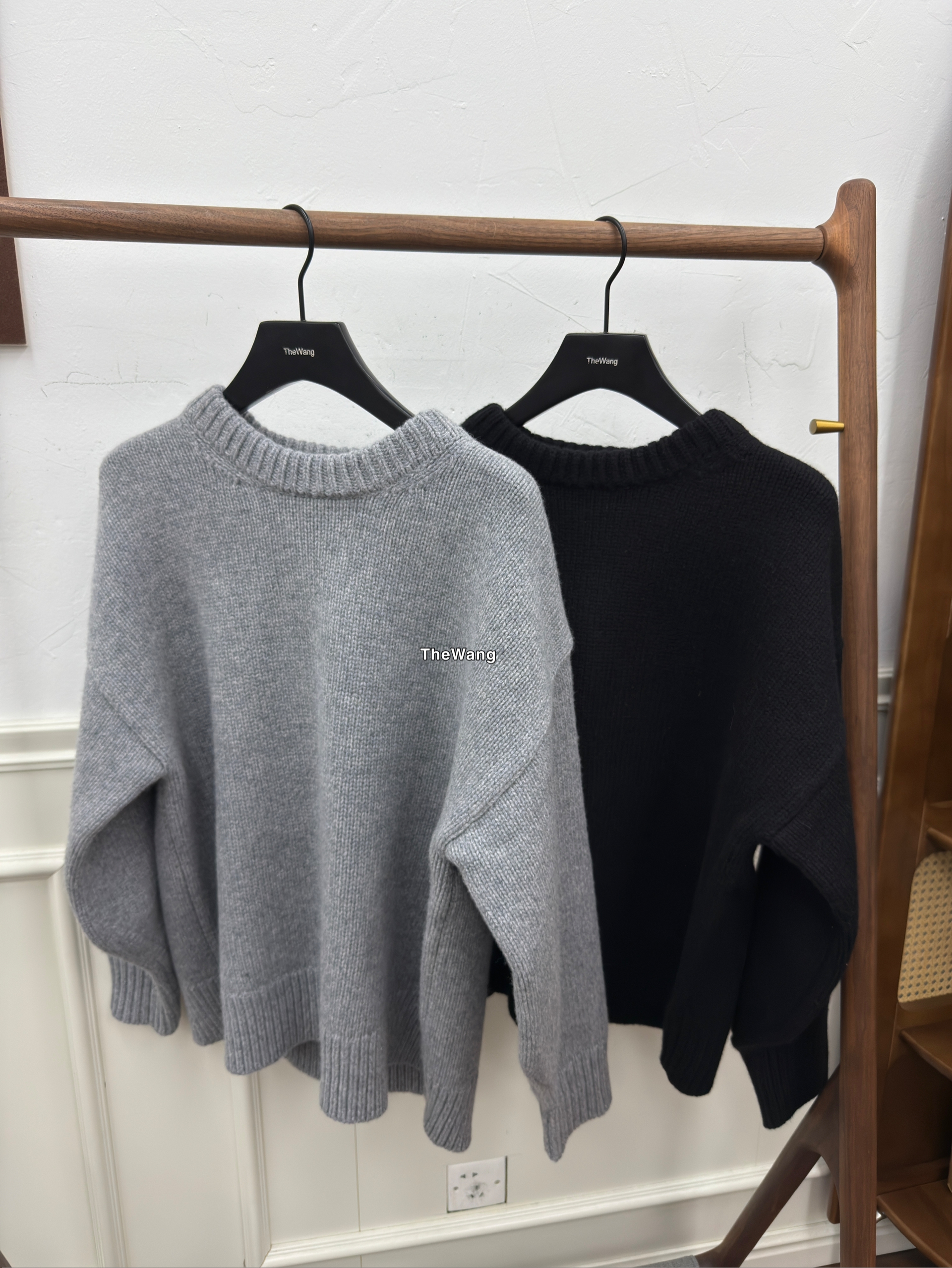 Row风格秋冬新款Ophelia黑灰毛衣 男女同款