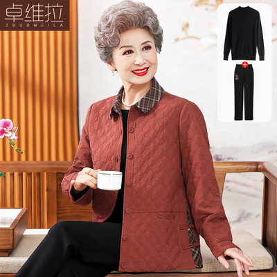 奶奶装薄棉服中老年人女棉衣外套春秋季棉袄秋装妈妈上衣老人衣服