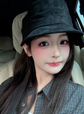 麂皮绒褶皱平顶马术帽子女秋冬2025新款复古时尚贝雷帽鸭舌画家帽