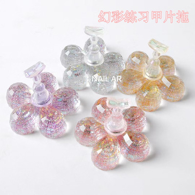 幻彩底座花朵亮片假指甲