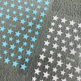 烫金银色五角星美甲贴纸简约百搭粉蓝星星薄韧背胶防水指甲贴装饰