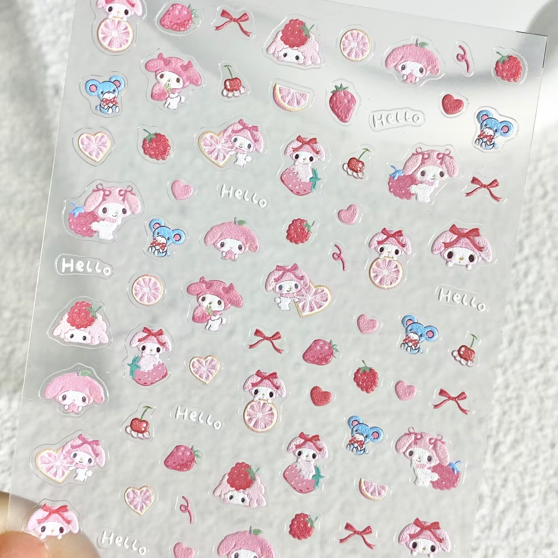 卡通可爱草莓美乐蒂美甲贴纸