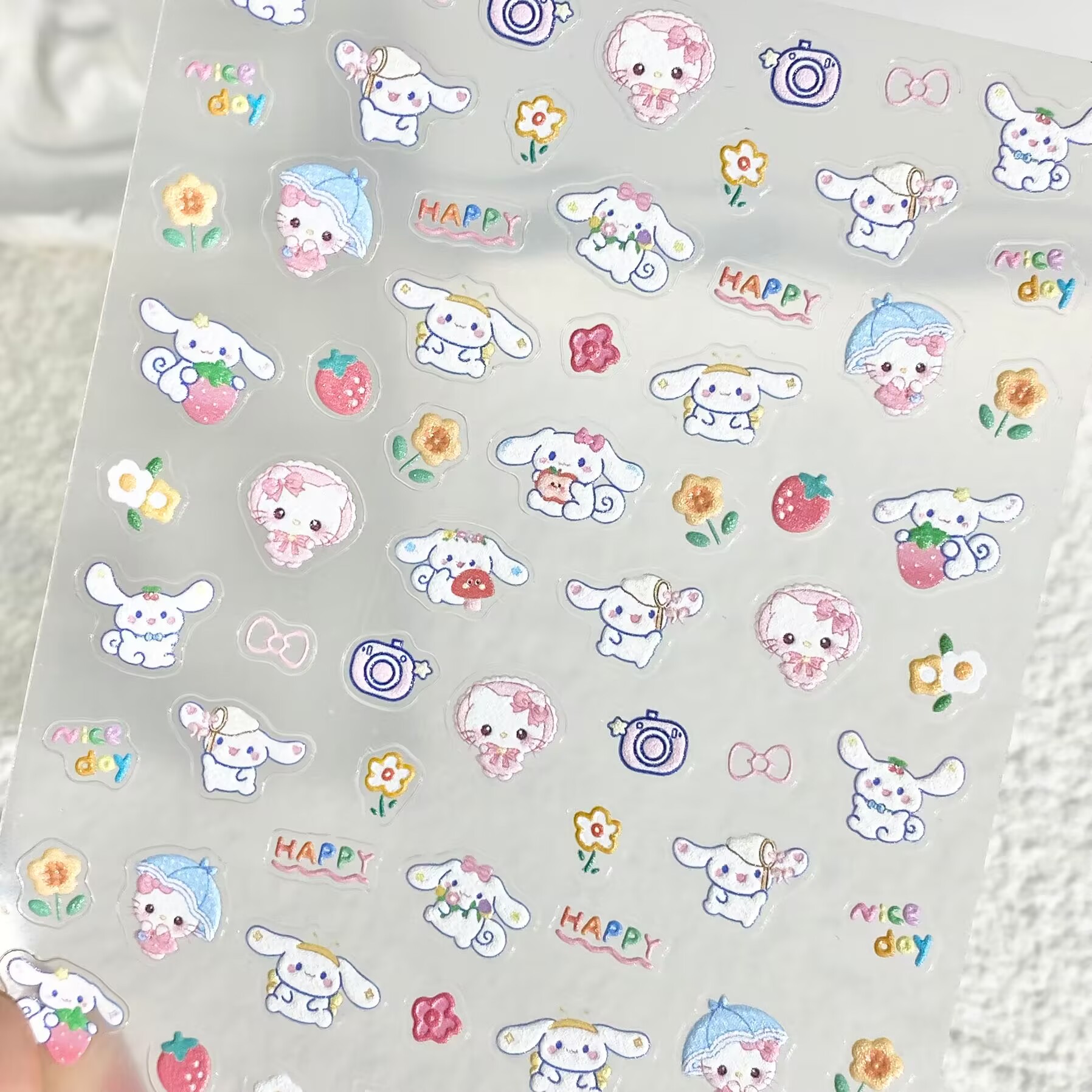卡通可爱玉桂狗凯蒂猫美甲贴纸