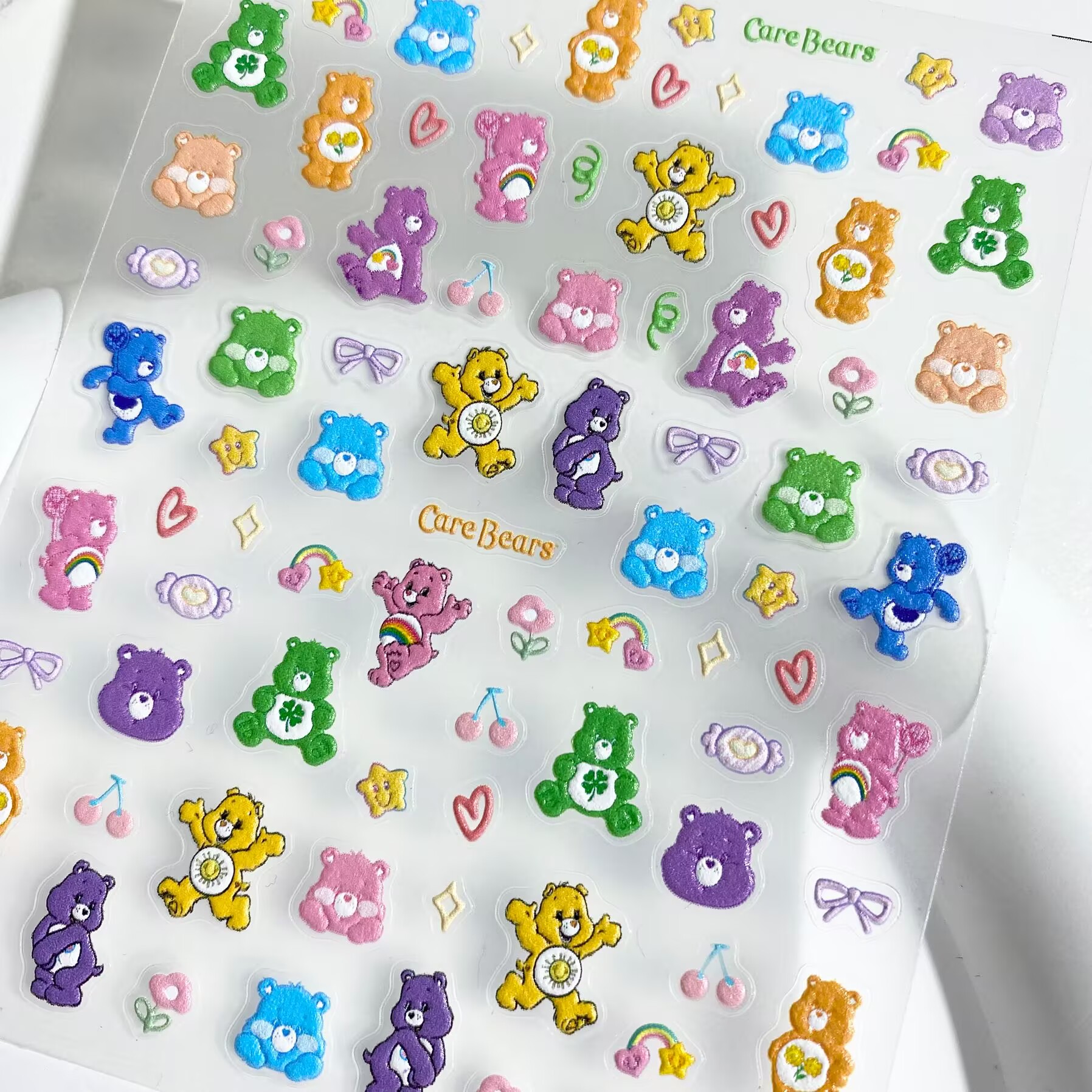 可爱CareBears彩色小熊美甲贴纸