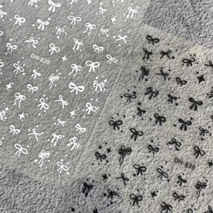 纯欲风黑白蝴蝶结美甲贴纸百搭星芒蝴蝶结薄韧背胶防水指甲贴装饰