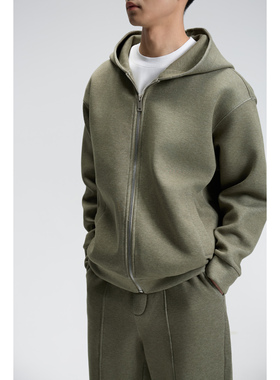 miracleweed复古os棉质空气层卫衣套装金属拉链可两穿束脚直筒裤